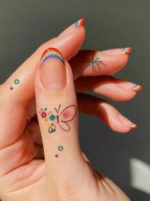 30 Sheets Y2K Temporary Tattoos Butterfly Tattoos Tiny Finger Tattoo Stickers Cute Small Temp Tattoos For Women Men Cartoon Flower Heart Pattern Fake Tattoos Multi-Colored Long Lasting Colorful Body Art