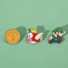 SuperMario 1/3 Pcs Creative Cartoon Mario Metal Badge Luigi Zinc Alloy Brooch Gold Coin Shape Enamel Badge Accessories A Gift For Friends - One Size - View 11