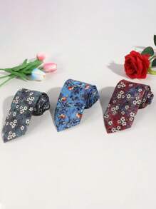 1pc Men's Floral Pattern Tie, Suitable For Sports, Travel, Daily Party Matching