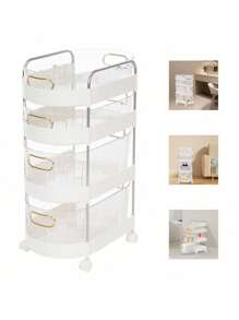 4 Tier Drawer Storage Rolling Cart Multi-Functional Mobile Storage Organizer - Clear - View 9