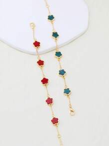 2 件/套时尚经典款黑色、白色、幸运草手链套装