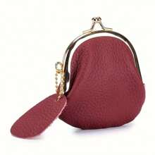 1 pieza Monedero de piel genuina con estilo vintage, organizador compacto de joyas y anillos con cierre de beso, bolsa de almacenamiento retro para llaves y dinero en efectivo, estuche de joyas ligero y portátil para uso diario de mujer, organizador de viaje y almacenamiento para dormitorio escolar