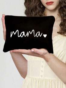 Printed With Letters Mama Multi Functional Canvas Bag, Makeup Bag - Lightweight And Odorless Polyester Travel Wash Bag,Portable Makeup Bag, Perfect Travel Organizer For Cosmetics And Stationery, Canvas Bag,Fashionable Multifunctional Makeup Bag, Mother Makeup Bag, Travel Essentials, Dormitory Supplies, Bathroom Storage, Jewelry Storage, Lip Oil And Cosmetics Storage Bag School Supplies Pouch Make Up Bag Holiday Essentials,Mother's Day Gift