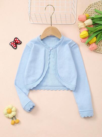 Young Girl Casual Solid Color Knit Cardigan