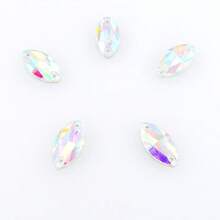 Szkło w kształcie navette, wielokolorowe, błyszczące, ręcznie robione, do szycia, kryształowe, ręcznie szyte, kryształki ozdobne, płaskie z tyłu, z otworami, klejnoty, akcesoria DIY, kamienie do przyszywania, strass do ozdabiania ubrań, sukienek, toreb, butów, broszek, kolczyków, rękodzieła