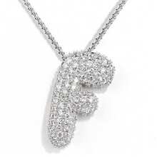 1入鑲嵌泡泡字母金鍍吊墜項鍊,26個字母供男女日常佩戴