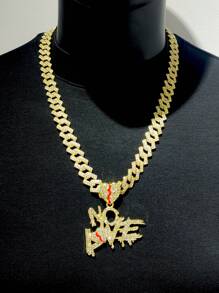 1 件项链水钻镶嵌破碎字母破碎心形面板吊坠项链感觉风格男士链式迈阿密项链男士 15 毫米冰晶嘻哈珠宝万圣节 - 吊墜項鍊 - 查看 18