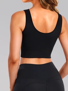 1 pieza Sujetador deportivo sin costuras con relleno extraíble y soporte de elevación para mujer, básico de yoga para verano