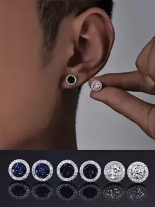 1 Pair Copper Cluster Shape Stud Earrings, Punk Style Shiny Earring Accessories For Men, Suitable For Daily, Vacation, Party Occasions, Birthday & Festival Gifts