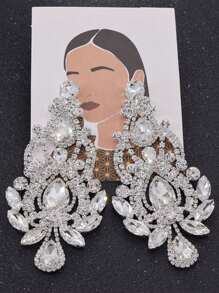 1 对 4.1 英寸大号黑色青铜色水晶水钻女士耳环