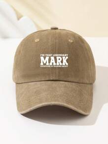 1 pieza Gorra de béisbol fashionable y suave con estampado MARK para mujer, ajustable, sombrero para exteriores transpirable, adecuado para deportes al aire libre, camping, viajes, regalo de vacaciones