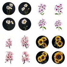 4pcs Colorful Floral Round Coasters, Colorful Printed Heat Insulation Mats, Vivid Butterfly Pattern Decor Coasters, Non-Slip Table Mats, Kitchen Supplies, Car Coasters, An Ideal Gift For Flower Lovers
