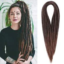 Extensiones de rastas de 24 pulgadas con 10 hebras, rectas, delgadas de 0,6 cm, sintéticas hechas a mano, pelo reggae peinado para , suaves, para estilo hip-hop
