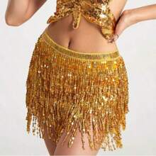 Outfits Belly Dance Glitter Sequins Tassel Skirts, Fashionable Dancing Waist Belt Skirts For Bellydance - Multicolor - View 6