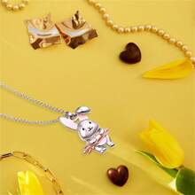 Collar de conejito para mujer, bonito y elegante colgante, regalo de joyería para fiesta de cumpleaños. - Plateado - Ver 3