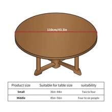 SUNFANS 1pc Round Wood Grain Table Cover Vinyl Fitted Tablecloth With Elastic Edge, Waterproof And Oil-Proof Plastic Tablecloth, Flannel Backed Suitable For Dinner, Outdoor, Picnic - Multicolor - View 10