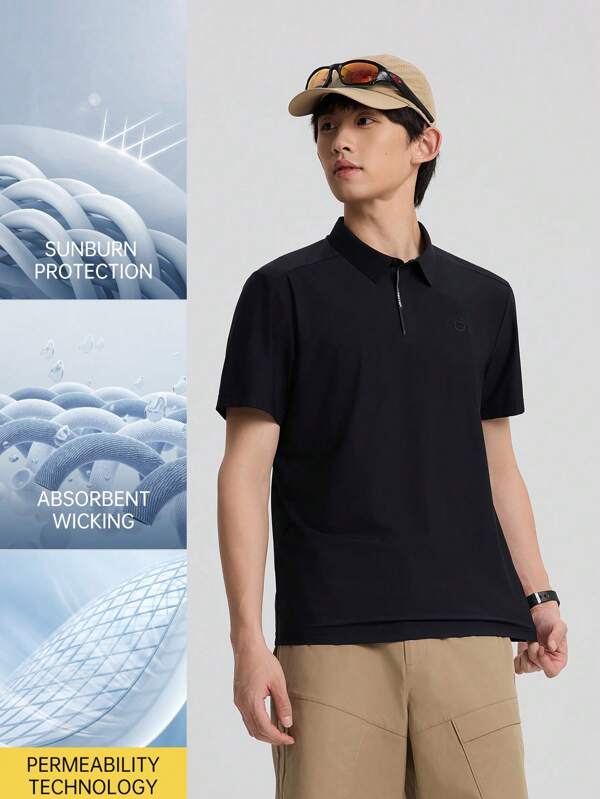 TECTOP Men's Spring And Summer Polo Shirt Outdoor Sports Short-Sleeved T-Shirt Breathable Quick-Drying Stretch Fabrics