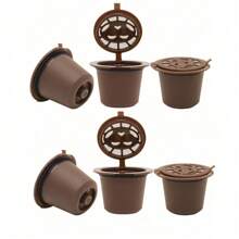 iCafilas Set de 6 cápsulas de café recargables y reutilizables para espresso, accesorios de café para volver a la escuela