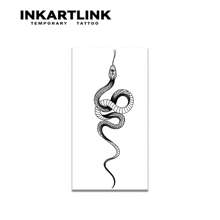 INKARTLINK 8*18cm 1 件蛇草本汁临时纹身，纹身，15 天持久，半永久，逼真假纹身，持续 1-2 周 - 黑色 - 查看 4