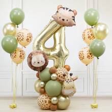 Set di 38 palloncini foil a forma di animali e numeri - palloncini foil a forma di leone, giraffa, tigre, avocado e marrone per decorazioni di feste di compleanno a tema, baby shower, rivelazione del sesso, feste estive e decorazioni primaverili