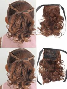 1 Pc Children's Wig Bandage Ponytail Wig 8 Inch Fluffy Short Curly Bandage Style Synthetic Heat-Resistant Fiber Wig Children's Baby Wig Suitable For Daily Wear