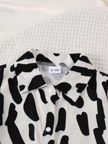 Baby Boy Cute Cow Print Shirt + Cow Print Shorts Set, Summer