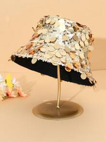 1pc Sequin Decor Bucket Hat, Fashionable Colorful Sun Protection Bucket Hat For Men, Spring & Autumn