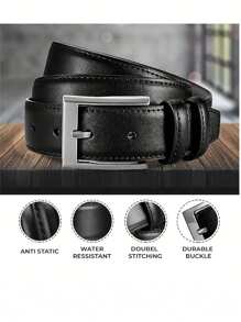 男士皮带 - 经典黑色，商务休闲风格，合金扣，适合工作和休闲场合 - 送给爸爸或丈夫的完美礼物，单叉扣，正式皮带，秋季、万圣节秋冬季配饰，适合青少年、青年、男士，休闲、户外、运动、度假、毕业礼物、生日礼物、日常穿着