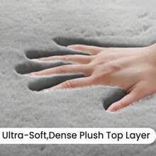 Treeboy Plush Rugs Living Room - Grey Area Rugs For Bedroom Faux Rabbit Fur Rug Large Rug, Anti Slip Rug Large Floor Carpet Short Pile Area Rug For Living Room, Bedroom - Light Grey - View 4