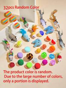 12pcs Random Color Pet Cat Toys, Suitable For Cats To Relieve Stress And Have Fun - Multicolor - View 13
