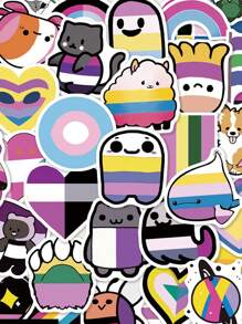 SCXXBSW 50pcs Rainbow Fun Cartoon Stickers DIY Decorative Phone Cases IPad Skateboard Waterproof Stickers - Multicolor - View 1