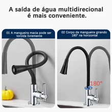 Flexible Kitchen Tap Various Models Countertop Or Wall Gourmet Black 1/4 Turn - 柔韌水龍頭.櫃檯上有淋浴噴頭 - 查看 4