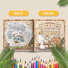 1 pieza Libro para colorear antiestrés para adultos, Tema: Patrones de espacio confortable, Nuevo lanzamiento 2025, Tamaño: 7,9*7,9 pulgadas, 24 páginas, Impresión de un solo lado, Regalo ideal para el Día de San Valentín, cumpleaños, Pascua y otras fiestas, Útil para relajarse, Día de la Madre, Regalo para mamá, Vuelta al cole, Útiles escolares