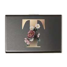 Metal Card Box Holds 6 Card Cases Men RFID Blocking Metal Slim Wallet Credit Card Holder Slim Wallets Money Bag Card Cover Initial Name A To Z Letter Printing Anti-Scan Credit Card Holder Thin ID Case - Black - View 21