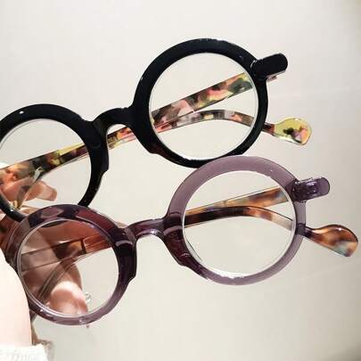 HAITONGCR 1 par de gafas de lectura con montura redonda, estilo retro vintage de colores contrastantes, unisex