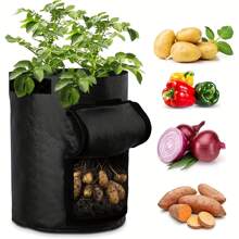 1 Pack 10 Gallon (Approx. 37.8L) Potato Growing Bag With Flip-Open Window, Vegetable Planter Bag With Drainage Holes, Potato, Carrot, Onion, Tomato Grow Bags, Green - Multicolor - View 10