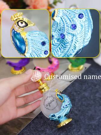 10 ml Magnifique bouteille de parfum émaillée vintage avec motif de paon, personnalisation imprimée sur mesure, flacon de parfum rechargeable, diffuseur de parfum et d'huile essentielle de voyage, cadeau parfait pour une dame (sans parfum, bouteille vide uniquement)