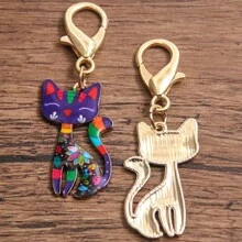8pcs Classic Bohemian Style Flower Cat Keychain As A Gift For Cat Enthusiasts Suitable For Handheld Car Keychain Backpack Accessories Fashion Accessories Ideal For Daily And Party School Return Gifts - Lobster Hook Cat Pendant - View 9