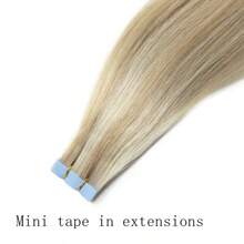 Mini Tape-In Human Hair Extensions, Double-Sided, Invisible, Seamless, Tape-In Hair, 10 Pieces/Set, Natural, Straight, Black, Brown, Blonde, 3 X 0.8 Cm, Tiny Tape-On Hair For Added Volume - S18/613 - Xem 3