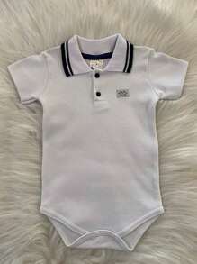 Baby Boy's Polo Neck Bodysuit - Short Sleeve - Blanco - Ver 1