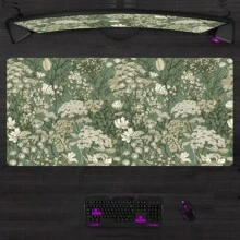 Large Extended Computer Floral Mouse Pad With Non-Slip Rubber Base, Long Gaming Mouse Mat With Stitched Edges, XL Flowers Plants Mousepad For Laptop