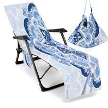 Housse de chaise de plage pliable pouvant être pliée en un sac à porter à l'épaule, avec des poches latérales pour ranger lunettes et téléphone. Convient pour les chaises de plage, serviettes, chaises de piscine et transats. Facile à transporter. Été, accessoires de voyage, vacances, décorations de salle de bain, essentiels de plage