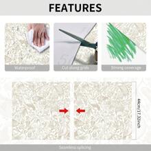 1 Roll Beige French Self-Adhesive Wallpaper - Bird & Plant Print Pattern, Waterproof And Moisture Proof, Removable And Reusable Wallpaper Sticker, Applicable For Living Room, Bedroom, Dining Room, TV Background Wall, Home Decor, Cabinets, Tables, Shelves, Furniture Renovation, Size 44*300/500/1000cm - Multicolor - View 12