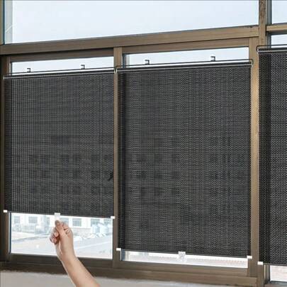 1 件自动伸缩卷帘遮阳帘，防紫外线和隐私保护，适用于卧室、厨房、办公室、汽车窗帘、家用遮光窗帘，无需钻孔安装，适用于酒店/餐厅/办公室/商业商店和商店和酒店，易于清洁，减少眩光，无绳伸缩遮阳帘家居浴室装饰浴室地毯地毯浴室配件