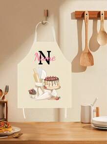 1pc Personalized Name Customized Baking Apron, Cupcake Baking Hobby Apron, Mother's Day Or Mother/Grandmother's Birthday Gift,Durable,Breathable,Lightweight,Washable,Funny,Cute,Love,Soft,Comfortable,Elegant,Simple,Custom,Personalized,Unique