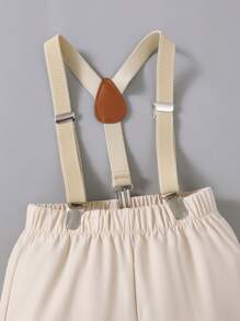 BrownBark 2pcs Baby Boys Gentleman Style Outfit Set, Bowknot Decor Casual Short Sleeve Shirt & Bib Shorts, Suitable For Birthday Party, Formal Occasion, Wedding, Christening, 1st Birthday Celebration, Daily Wear