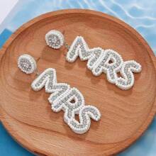 1 对婚礼派对手工字母和波西米亚串珠耳环，创意伴娘或新娘女士耳环配饰 - 婚禮耳環 - 查看 3