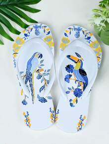 Women's Customized Flip-Flop Sandal With Original Print - White/Macaw - View 1