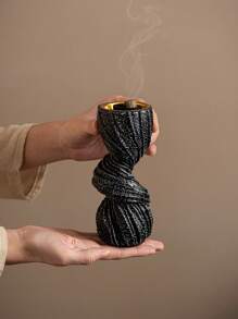 1 pieza Quemador de incienso de resina con forma de mancuerna en estilo de bloque de color, blanco y negro, de estilo minimalista moderno, accesorio para fragancia, apto para sala de estar, escritorio, hogar, oficina, hotel, sala de estar, decoración navideña