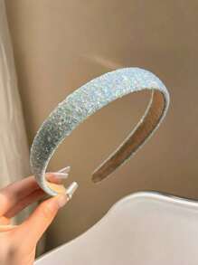 1/3pcs Glitter Headband, Sparkly Wide Hairband For Girl, Makeup Washing Fastening Hair Clip, Shiny Hair Accessories, Suitable For Daily, Casual, School Use - Multicolor - View 8